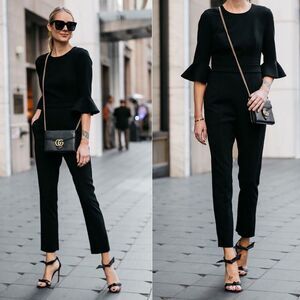 Black Halo Brooklyn Jumpsuit Black Bell Sleeve Pantsuit Size 4